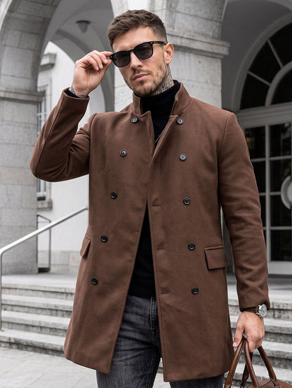 Mensa Hudson Men's Single-Breasted Stand Collar Topcoat