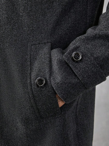Mensa Hudson Men's Single-Breasted Stand Collar Topcoat