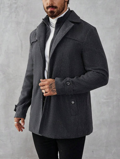 Mensa Hudson Men's Single-Breasted Stand Collar Topcoat