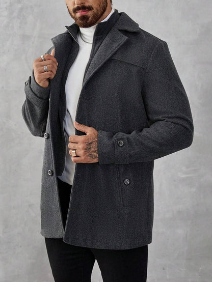 Mensa Hudson Men's Single-Breasted Stand Collar Topcoat