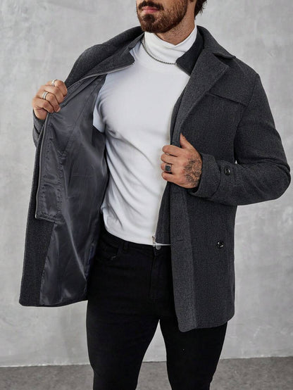 Mensa Hudson Men's Single-Breasted Stand Collar Topcoat