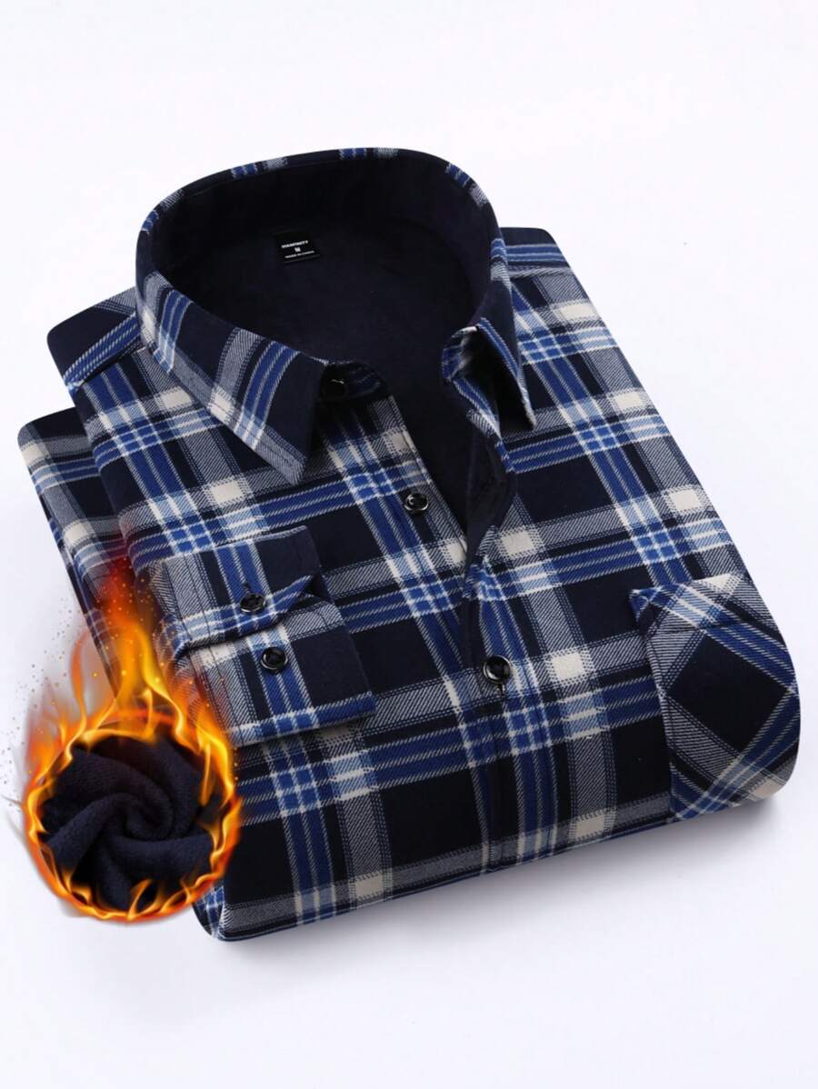 Mensa Hudson Men's Blue Plaid Shirt with Chest Pockets