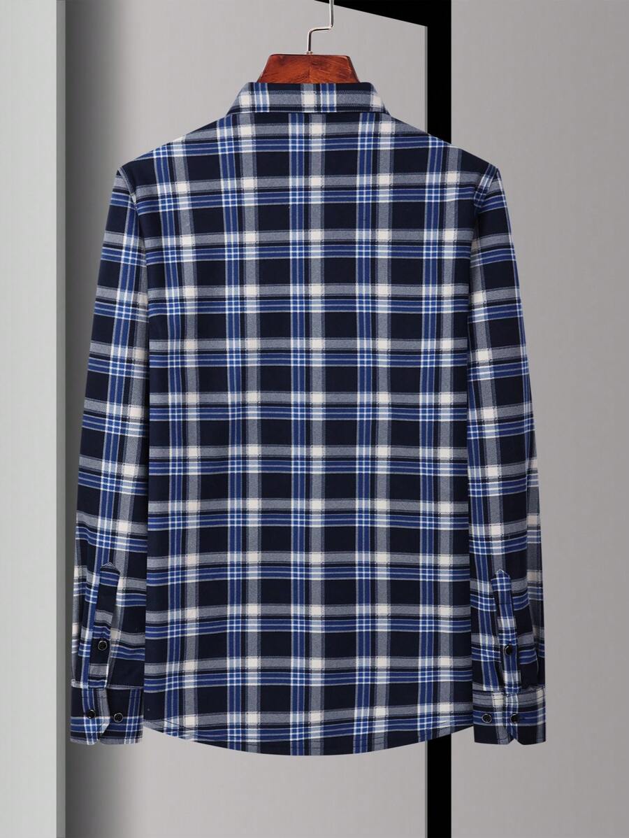 Mensa Hudson Men's Blue Plaid Shirt with Chest Pockets