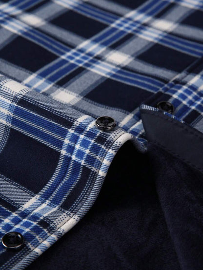 Mensa Hudson Men's Blue Plaid Shirt with Chest Pockets