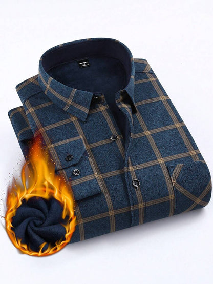 Mensa Hudson Men's Blue Plaid Shirt with Chest Pockets
