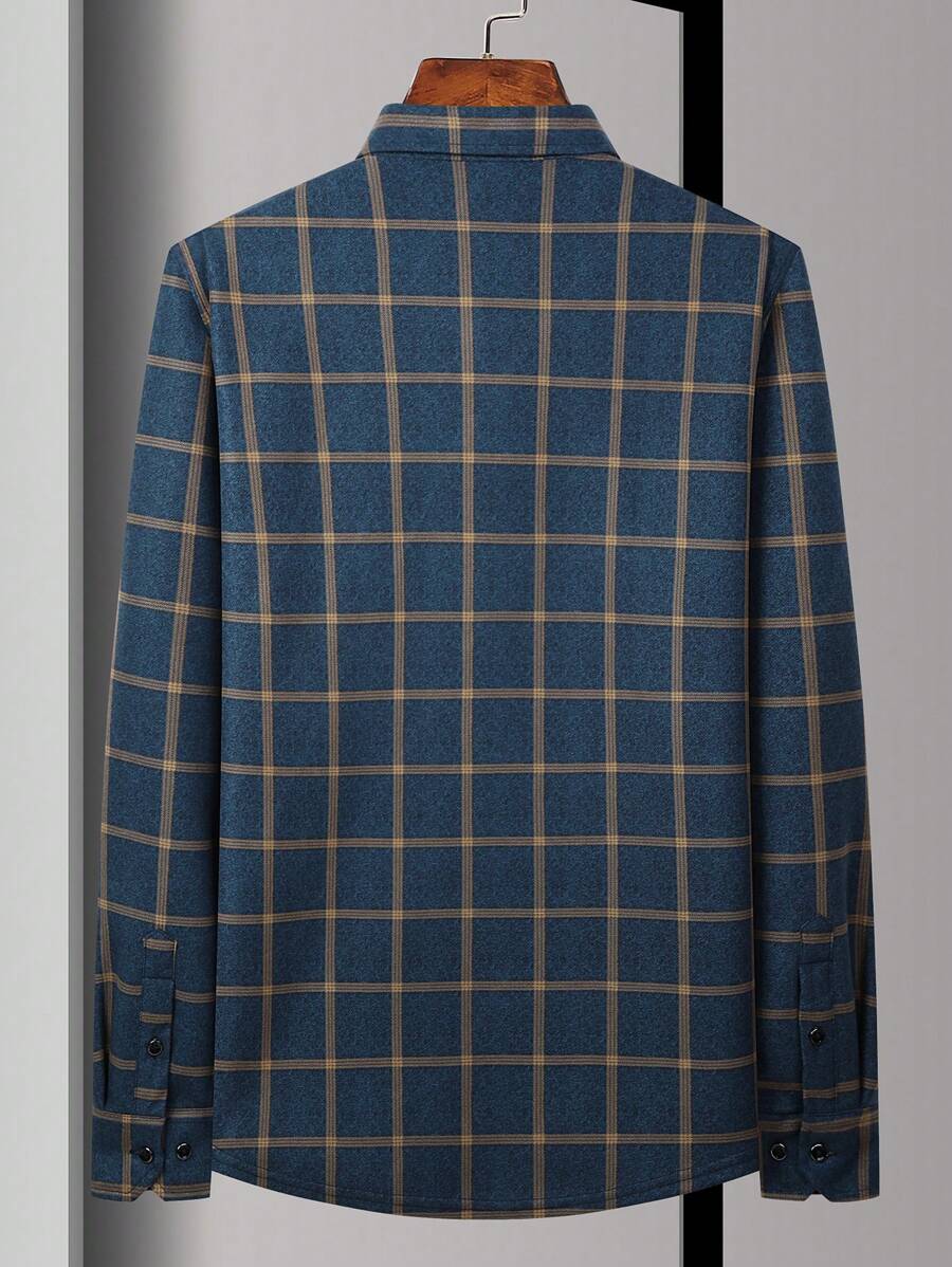 Mensa Hudson Men's Blue Plaid Shirt with Chest Pockets