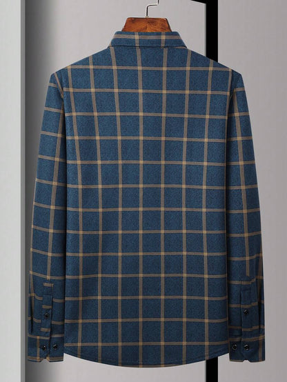 Mensa Hudson Men's Blue Plaid Shirt with Chest Pockets