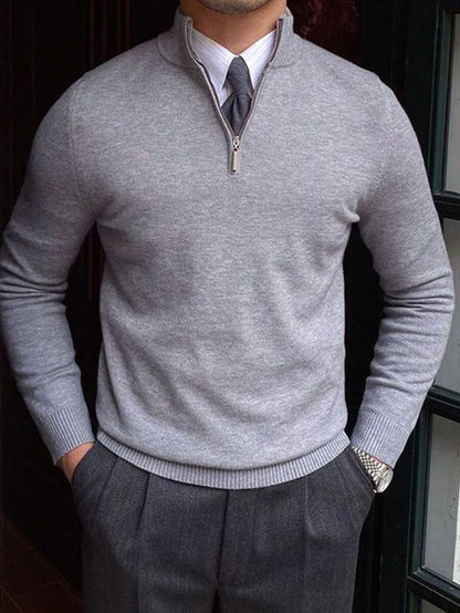 Mensa Hudson Men's Quarter-Zip Stand Collar Sweater