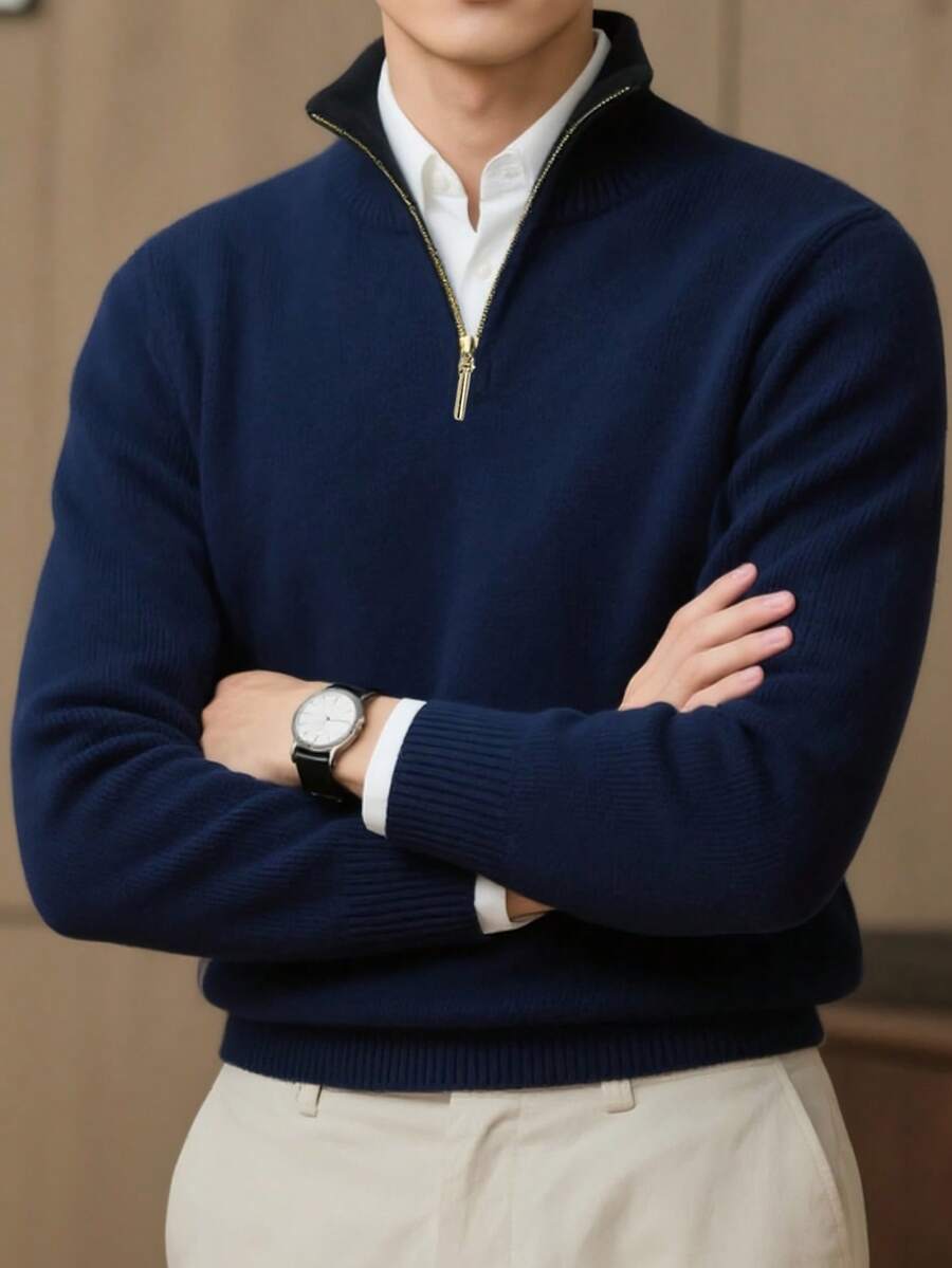 Mensa Hudson Men's Quarter-Zip Stand Collar Sweater
