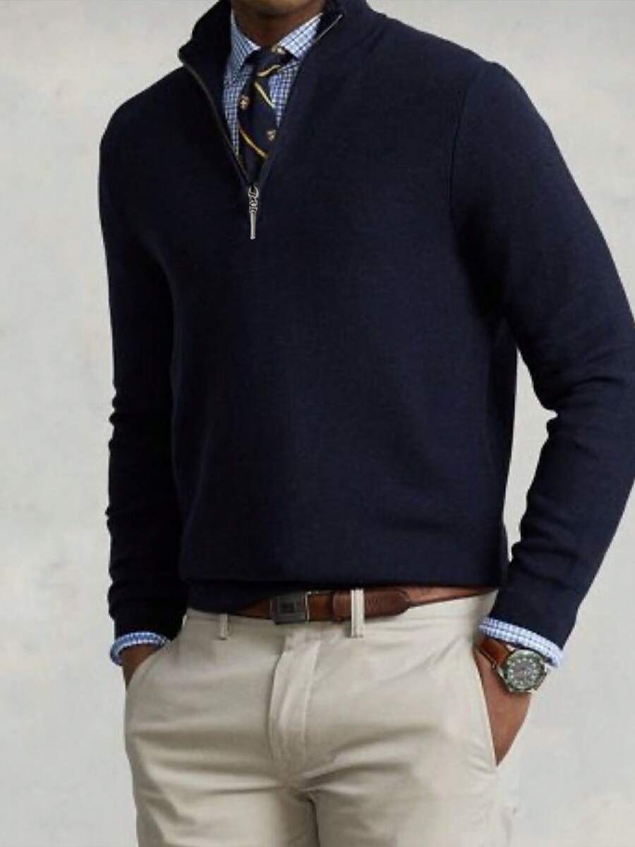 Mensa Hudson Men's Quarter-Zip Stand Collar Sweater