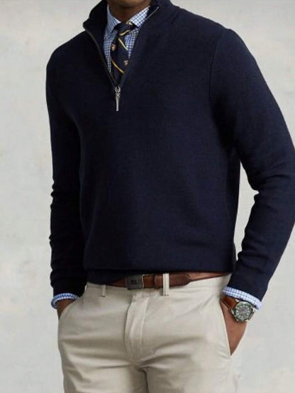 Mensa Hudson Men's Quarter-Zip Stand Collar Sweater