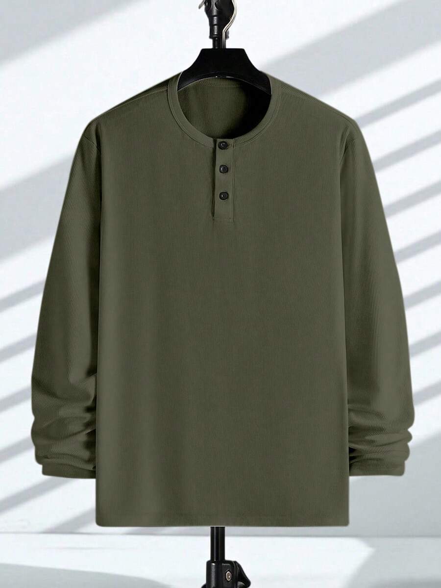 Mensa Hudson Men's Ribbed Long Sleeve Henley