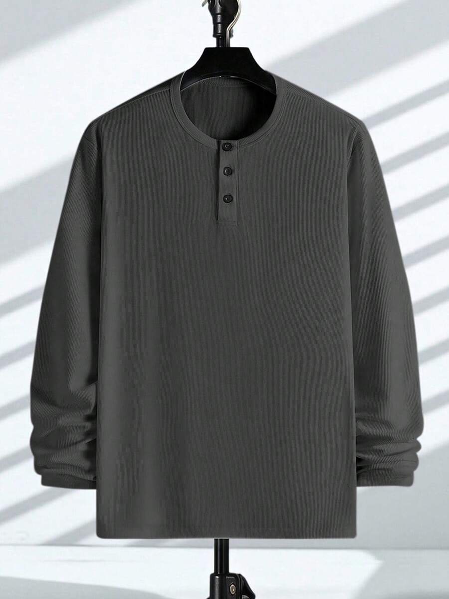 Mensa Hudson Men's Ribbed Long Sleeve Henley