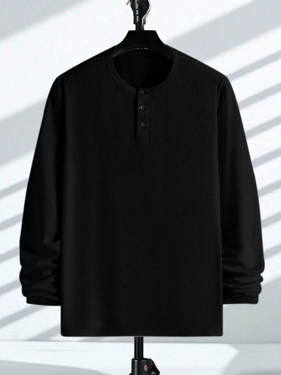 Mensa Hudson Men's Ribbed Long Sleeve Henley