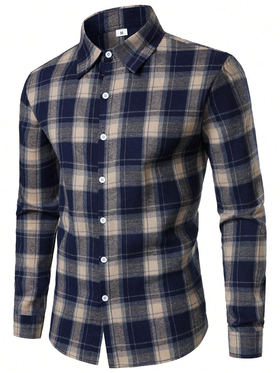 Mensa Hudson Men's Plaid Long Sleeve Button-Up Shirt