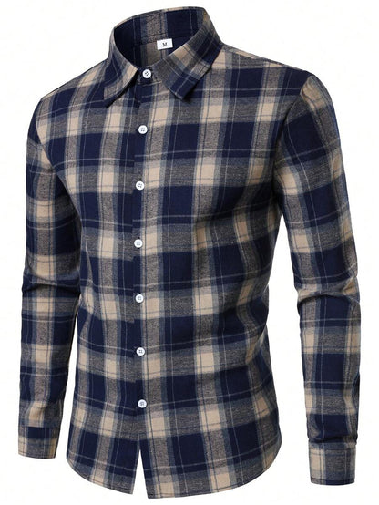 Mensa Hudson Men's Plaid Long Sleeve Button-Up Shirt