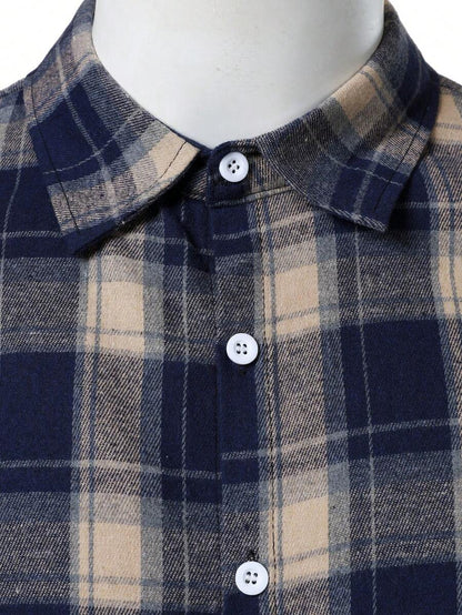 Mensa Hudson Men's Plaid Long Sleeve Button-Up Shirt