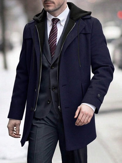 Mensa Hudson Men's Single-Breasted Stand Collar Topcoat