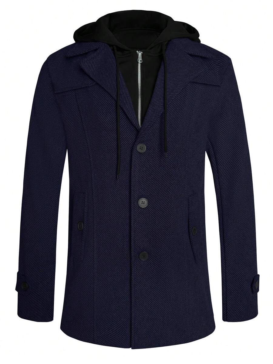 Mensa Hudson Men's Single-Breasted Stand Collar Topcoat