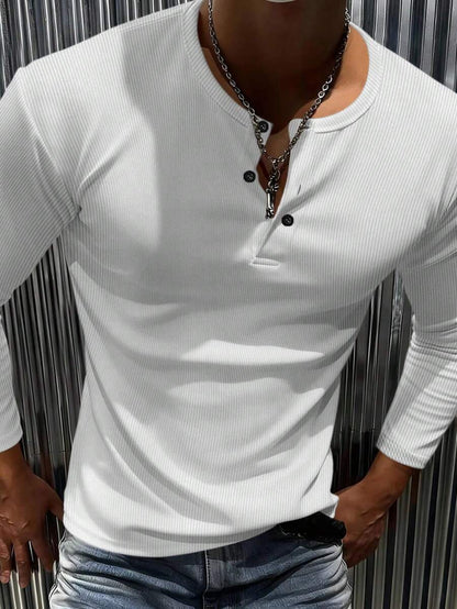 Mensa Hudson Men's Ribbed Long Sleeve Henley
