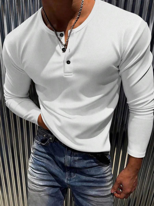 Mensa Hudson Men's Ribbed Long Sleeve Henley