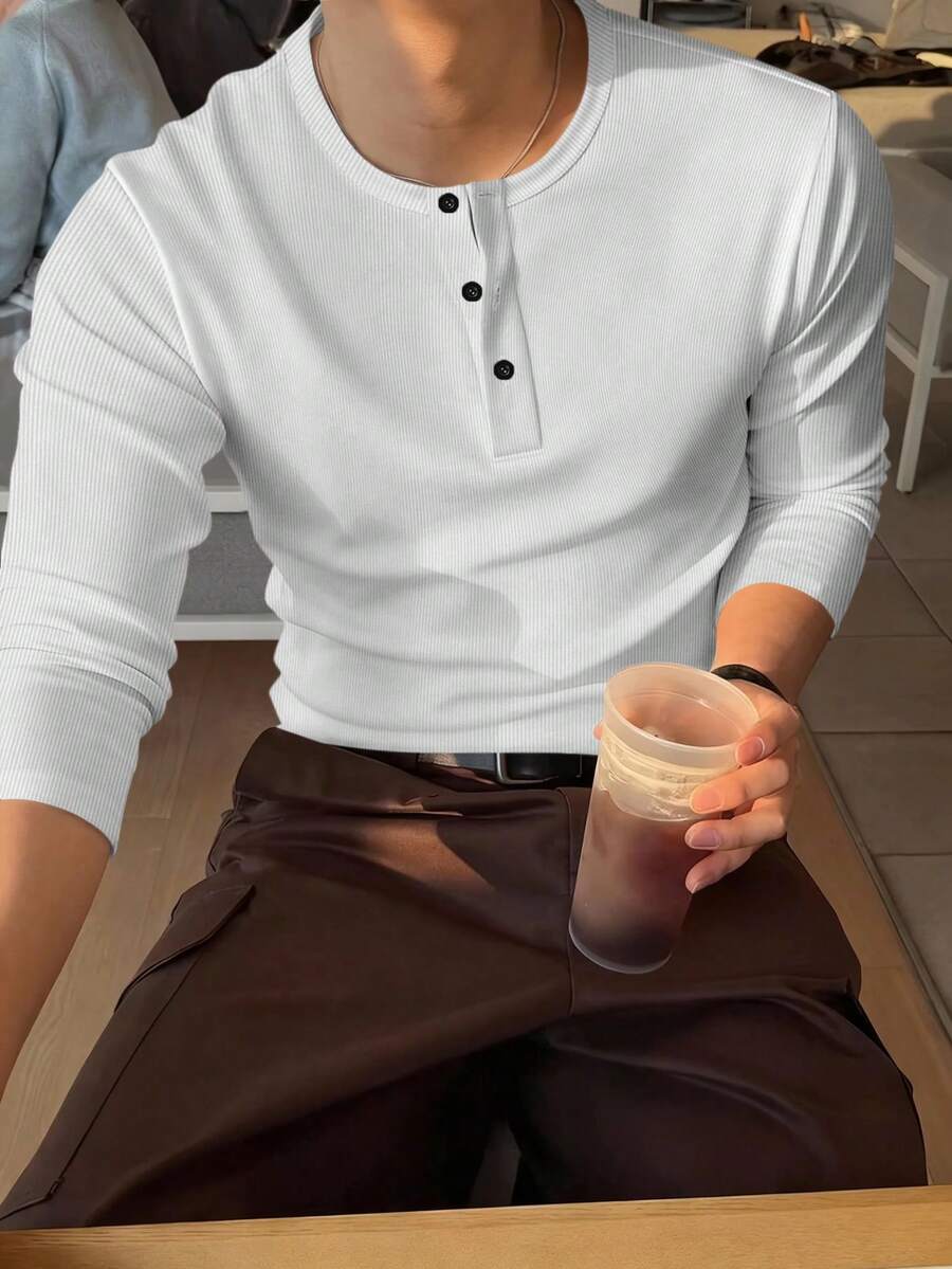 Mensa Hudson Men's Ribbed Long Sleeve Henley