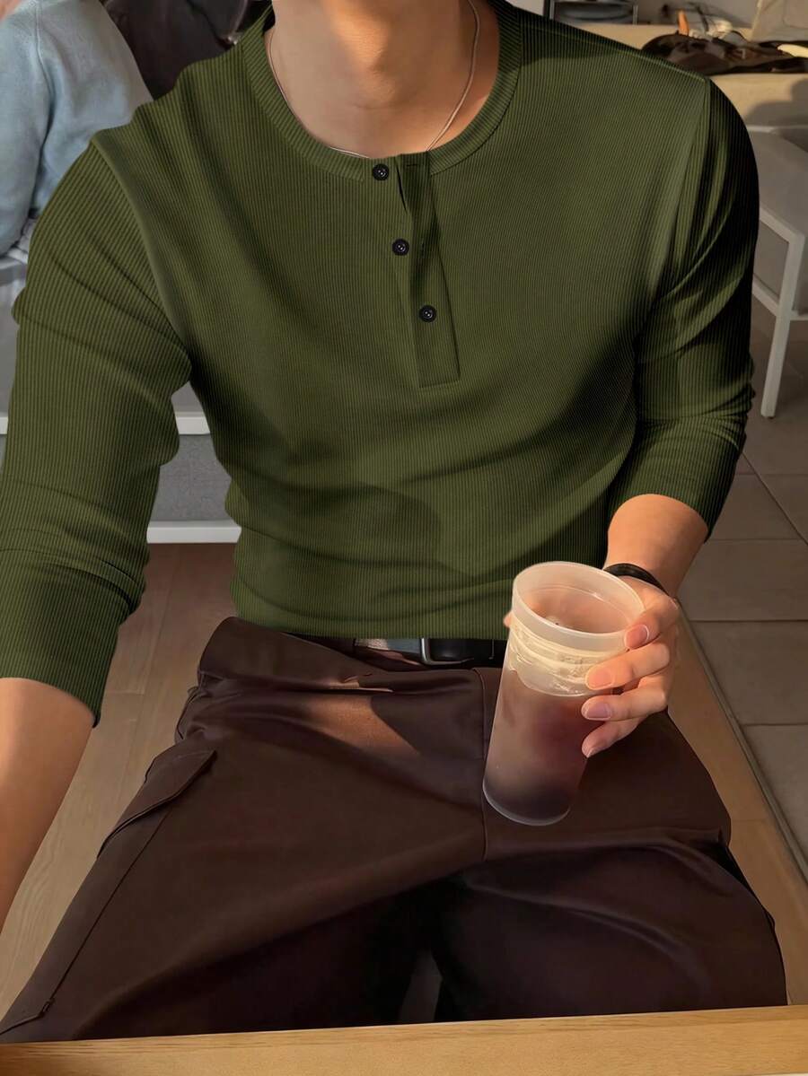 Mensa Hudson Men's Ribbed Long Sleeve Henley