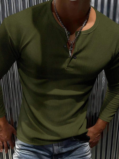 Mensa Hudson Men's Ribbed Long Sleeve Henley