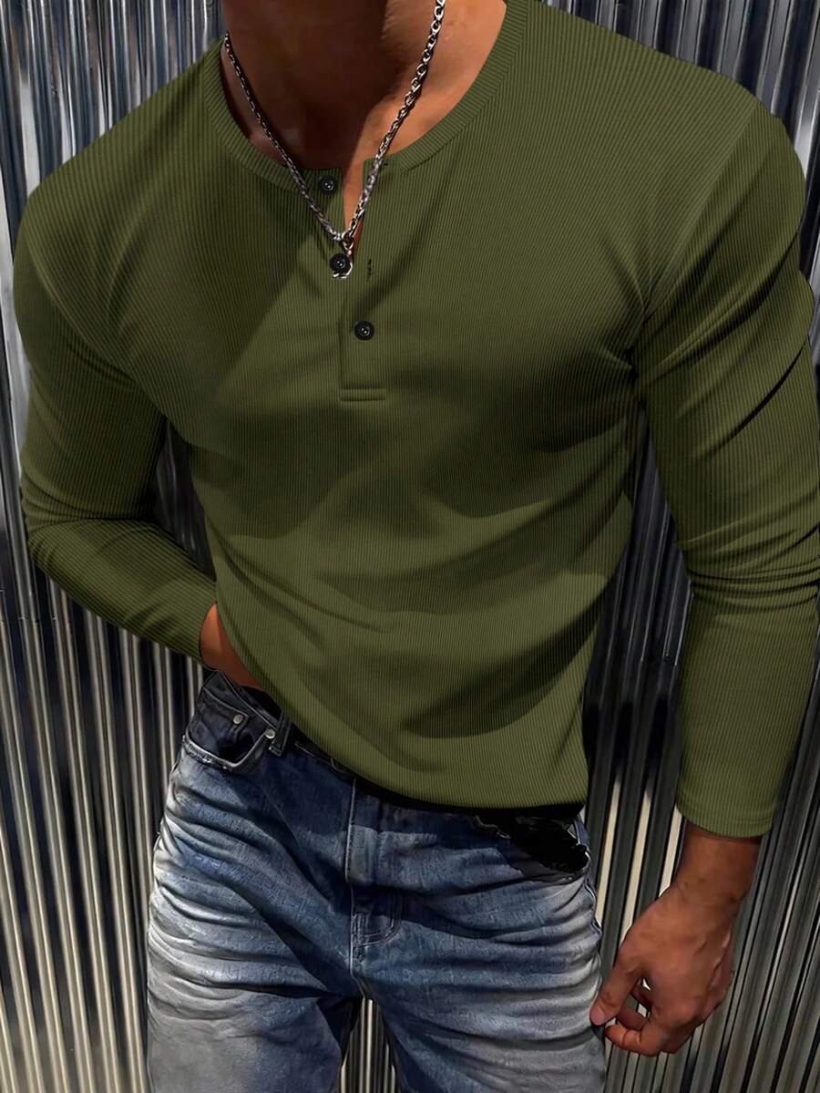 Mensa Hudson Men's Ribbed Long Sleeve Henley