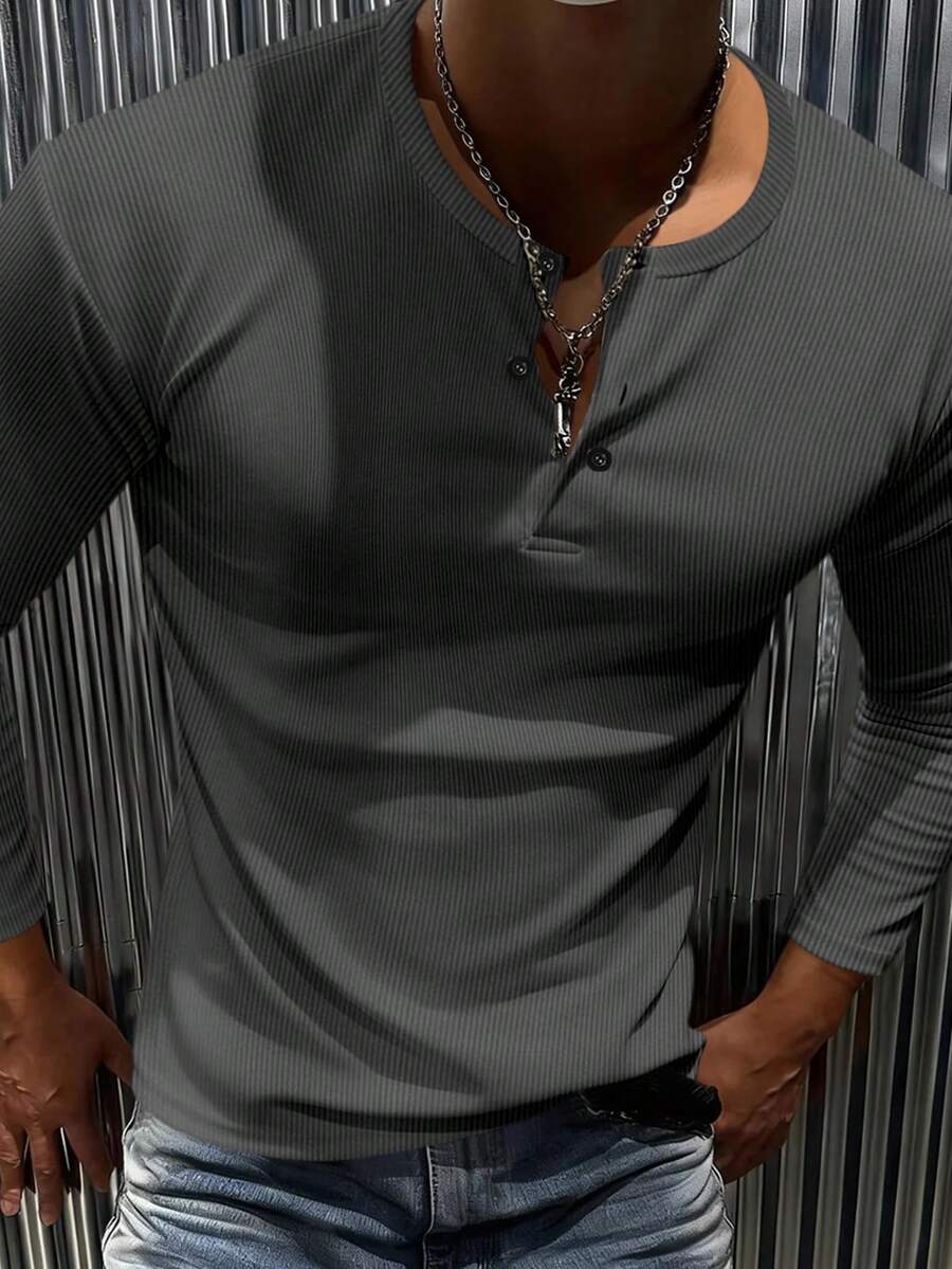 Mensa Hudson Men's Ribbed Long Sleeve Henley
