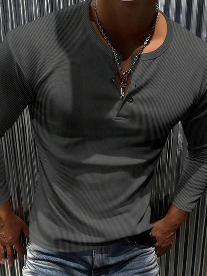 Mensa Hudson Men's Ribbed Long Sleeve Henley