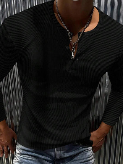 Mensa Hudson Men's Ribbed Long Sleeve Henley