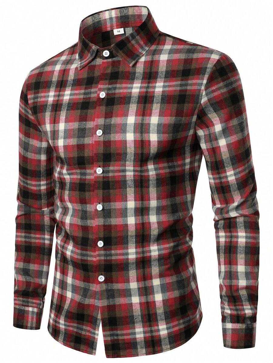 Mensa Hudson Men's Plaid Long Sleeve Button-Up Shirt