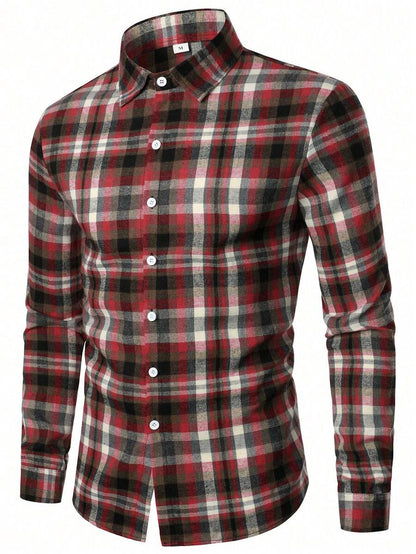 Mensa Hudson Men's Plaid Long Sleeve Button-Up Shirt