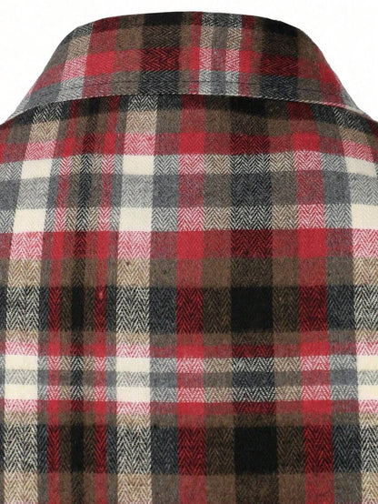 Mensa Hudson Men's Plaid Long Sleeve Button-Up Shirt