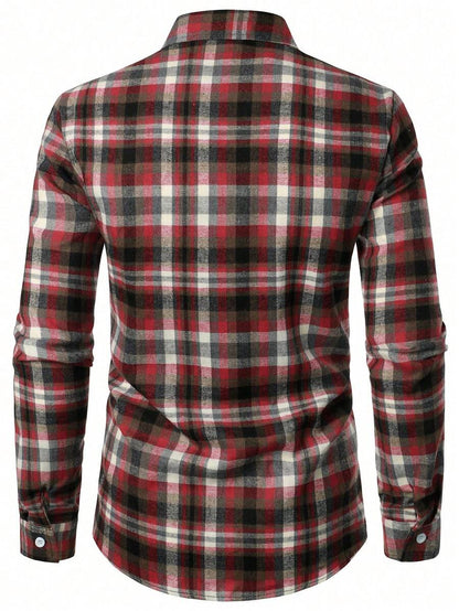 Mensa Hudson Men's Plaid Long Sleeve Button-Up Shirt