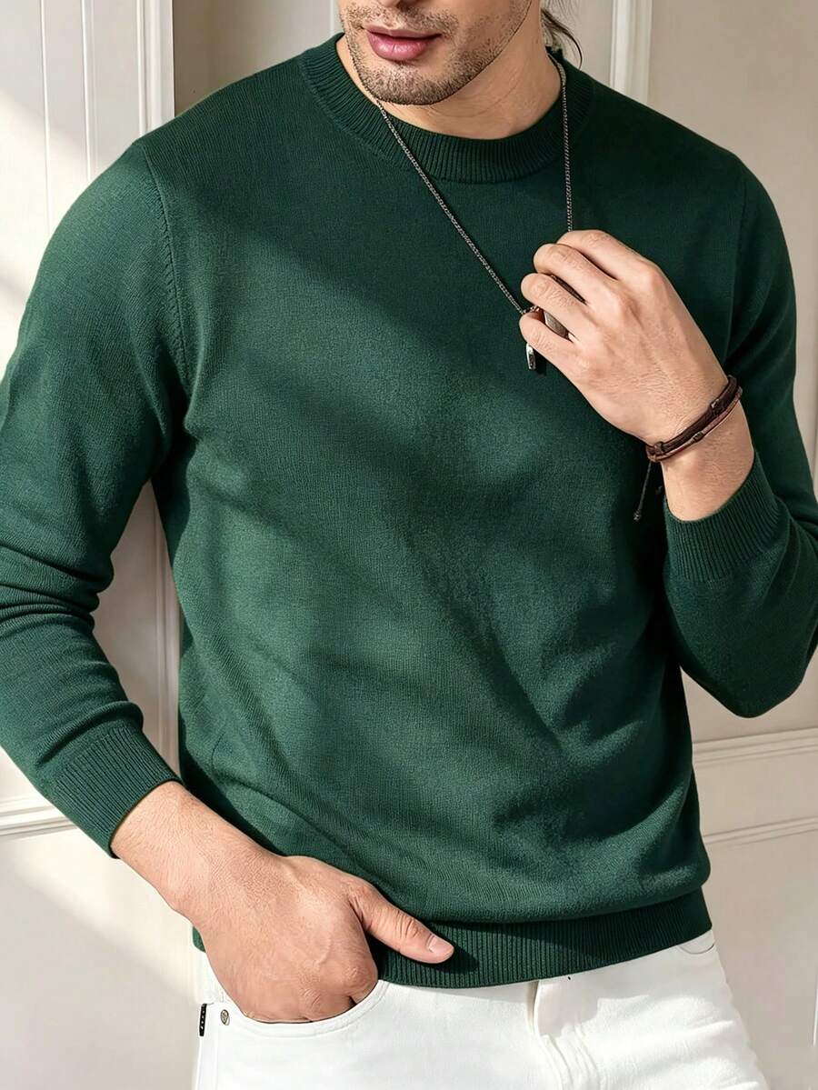 Mensa Hudson Men's Rib Knit Crew Neck Sweater