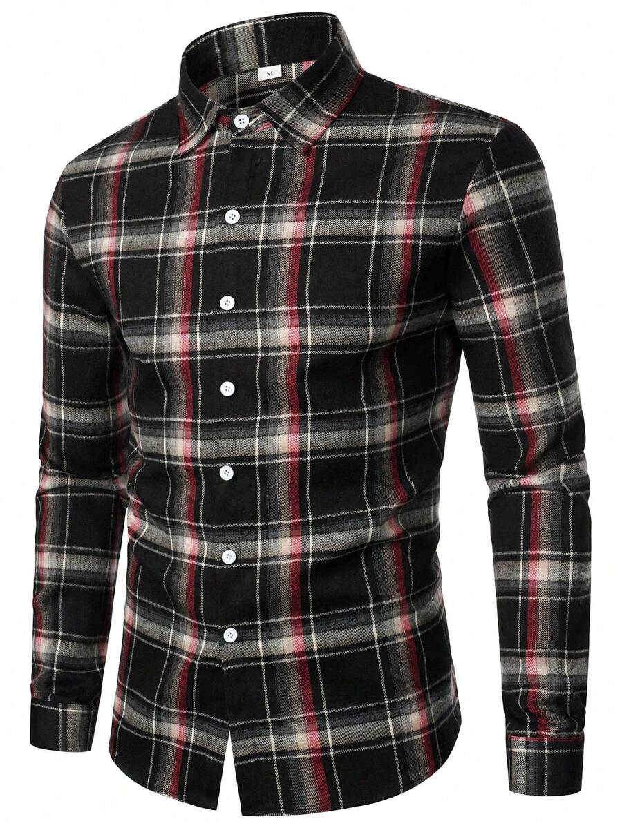 Mensa Hudson Men's Plaid Long Sleeve Button-Up Shirt