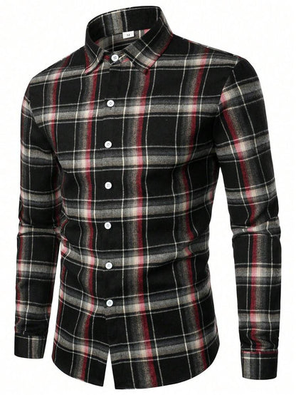 Mensa Hudson Men's Plaid Long Sleeve Button-Up Shirt