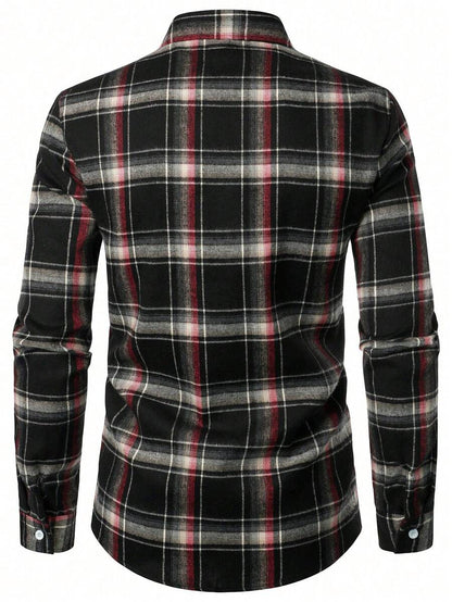 Mensa Hudson Men's Plaid Long Sleeve Button-Up Shirt