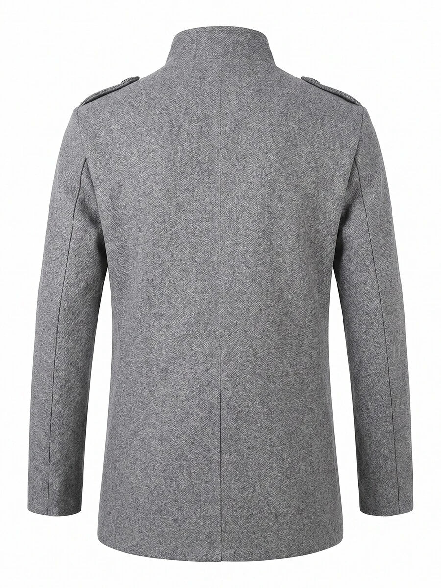 Mensa Hudson Men's Single-Breasted Stand Collar Topcoat