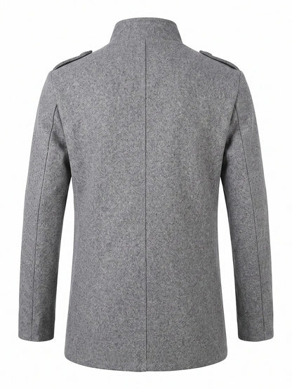 Mensa Hudson Men's Single-Breasted Stand Collar Topcoat