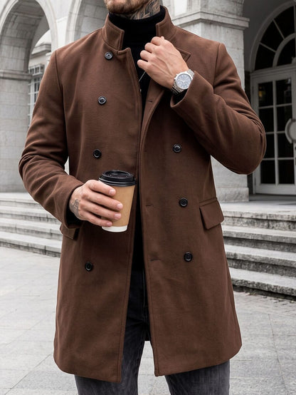 Mensa Hudson Men's Single-Breasted Stand Collar Topcoat