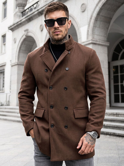 Mensa Hudson Men's Single-Breasted Stand Collar Topcoat