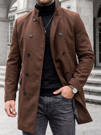Mensa Hudson Men's Single-Breasted Stand Collar Topcoat