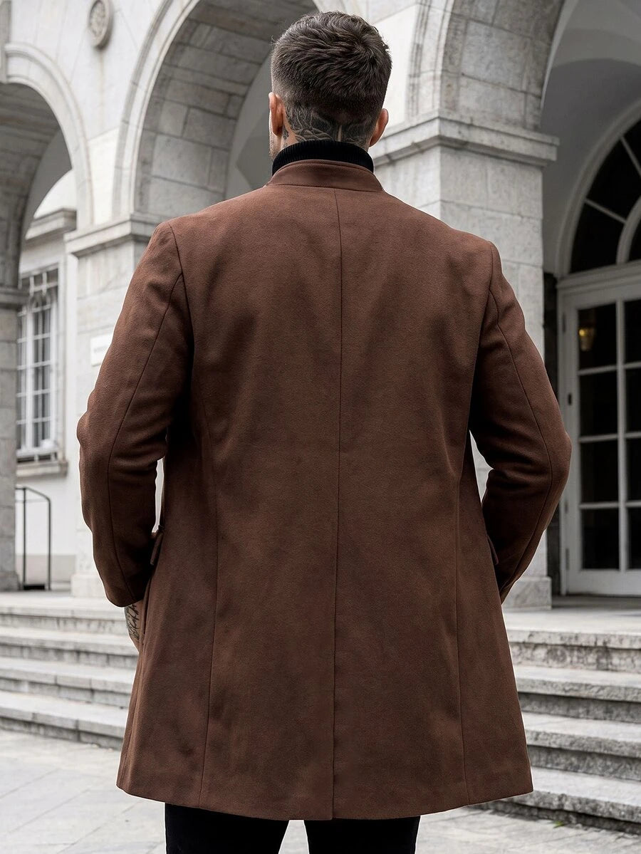Mensa Hudson Men's Single-Breasted Stand Collar Topcoat