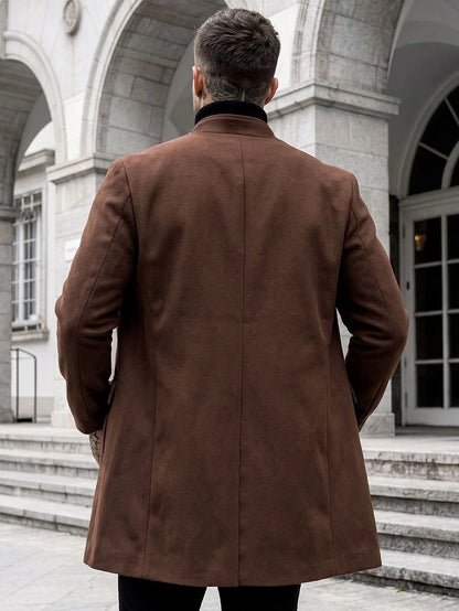 Mensa Hudson Men's Single-Breasted Stand Collar Topcoat